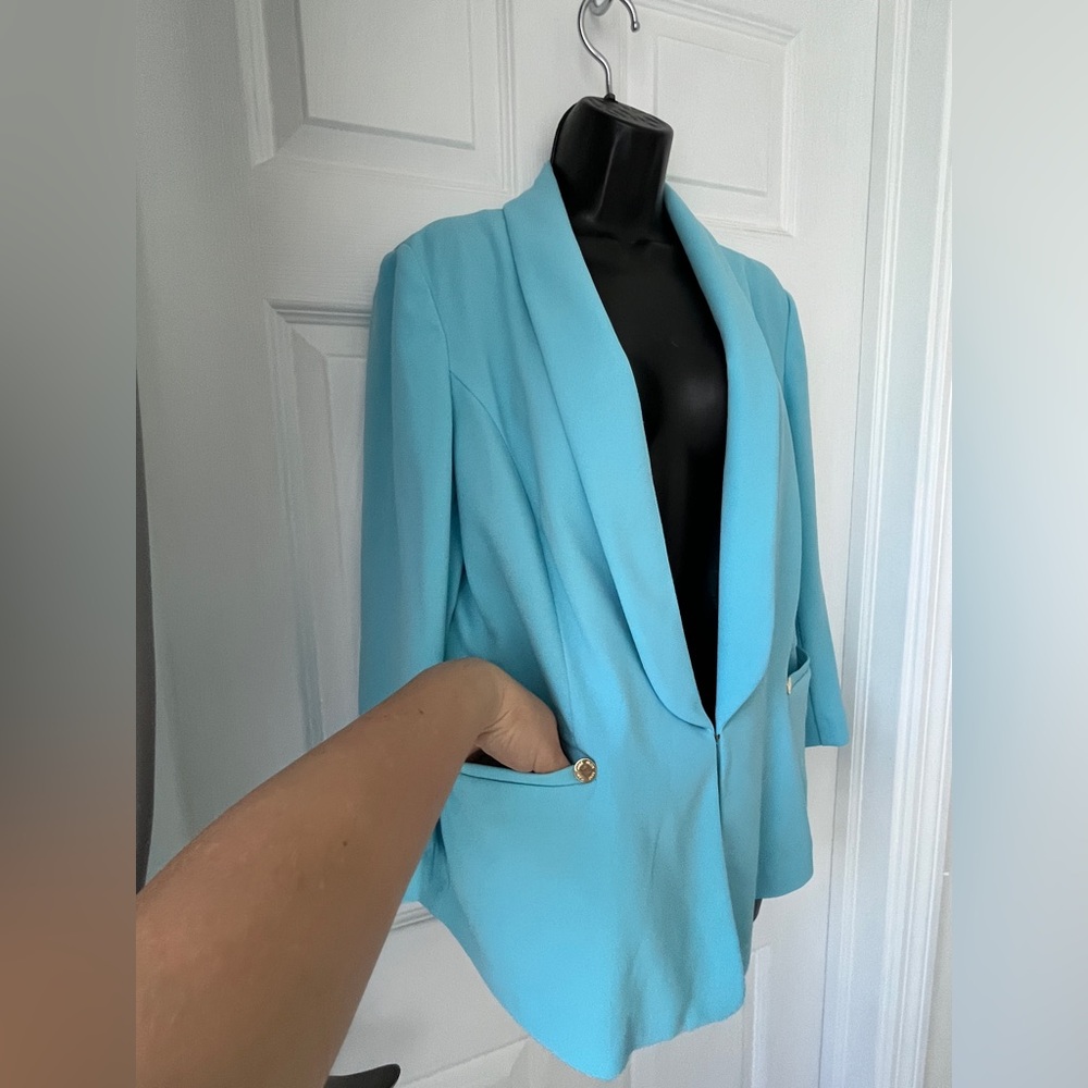 Anne Klein Sky Blue Jacket with Gold Accent size L - Picture 3 of 14